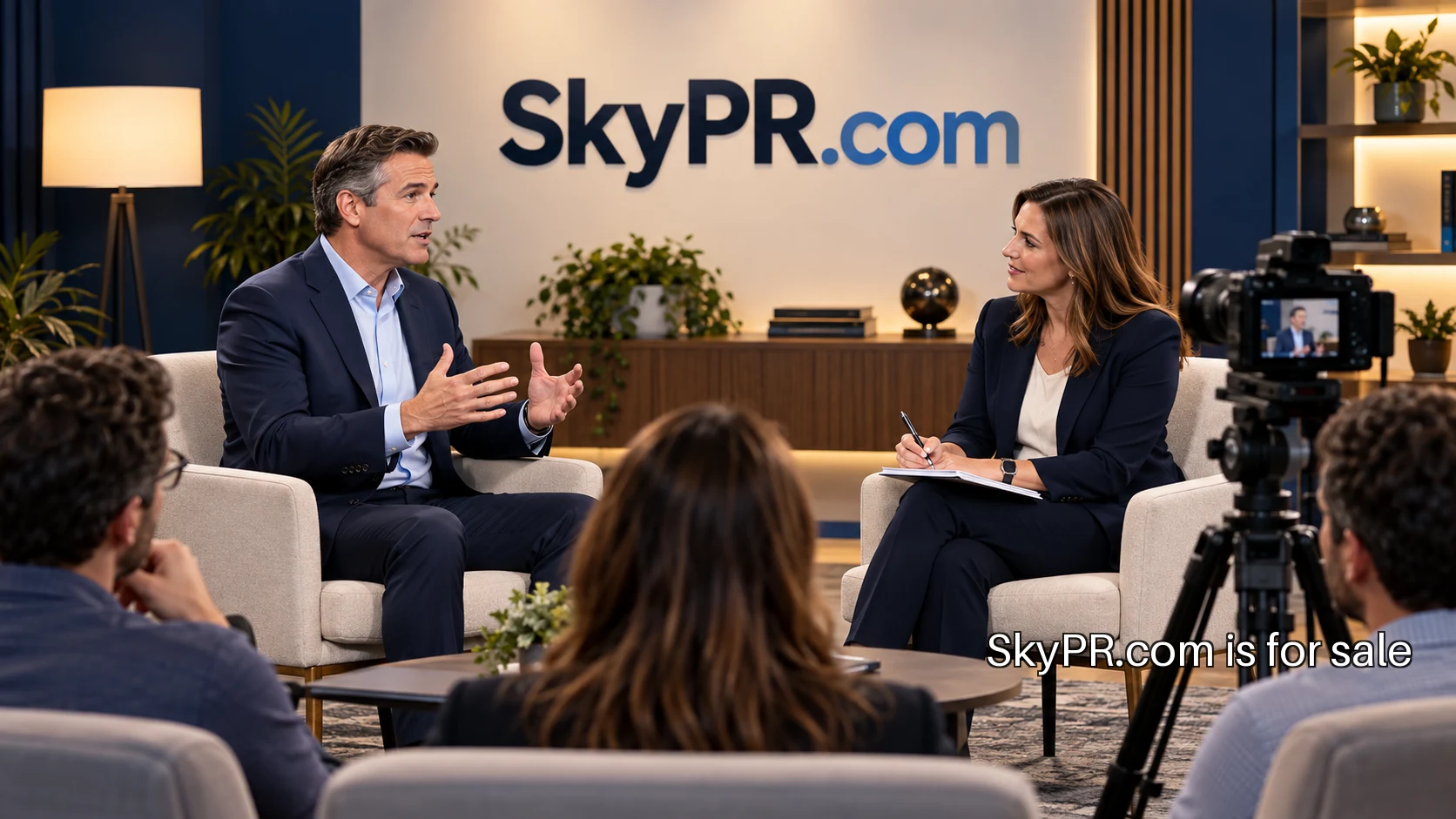 A trainer helping professionals rehearse a media interview