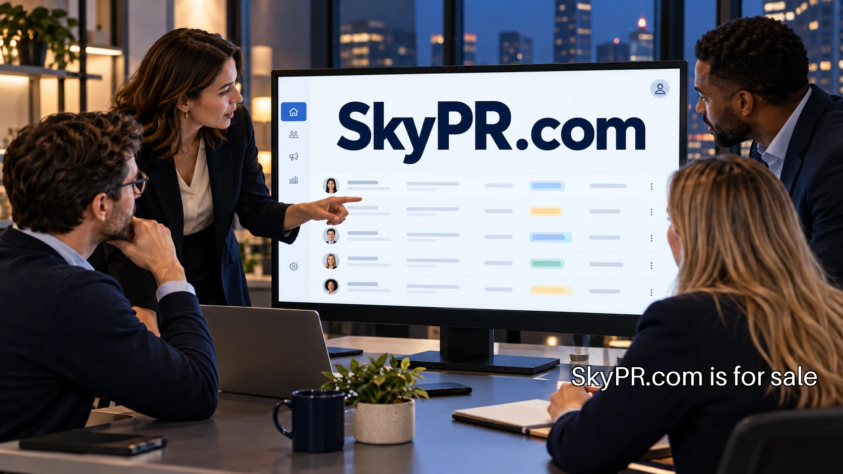 A communications team reviewing relationships and campaign work in a SkyPR.com workspace